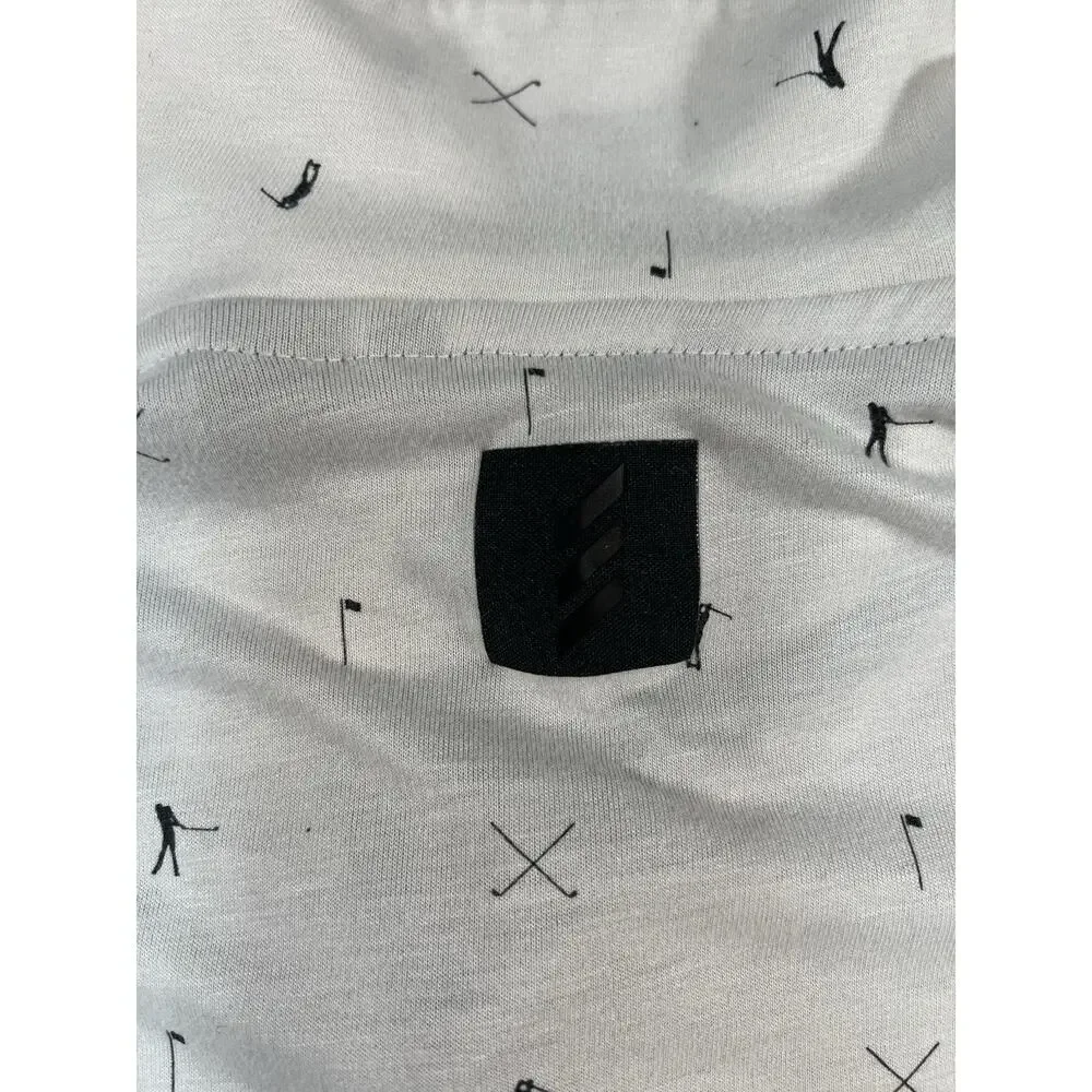 Adidas Adicross Golf Polo Shirt Men’s Size L White All Over Golfer Print